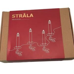 NEW IKEA STRALA LED Lighting Chain With 24 Light Candles Shaped Bulb With Clips